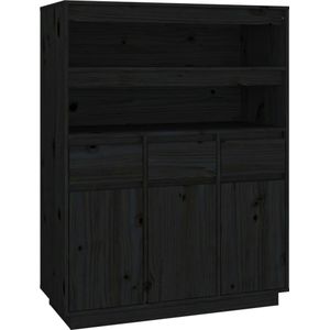 VidaXL Hoge Kast 89x40x116,5 cm Massief Grenenhout Zwart