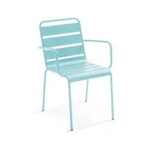 Oviala Business Turquoise metalen fauteuil - blauw Staal 109806