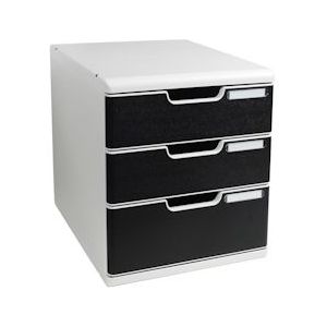 Exacompta 325014D 1x MODULO A4 modulaire ladenbox met 3 gesloten laden voor A4+ documenten, Office, grijs-zwart - zwart Synthetisch materiaal 325014D