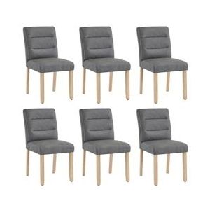 Merax eetkamerstoelen, set van 6, stoelen, moderne minimalistische woon- en slaapkamerstoelen, stoelen met eikenhouten rugleuningen, grijs - grijs Multi-materiaal 310644AAG-6
