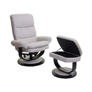 Mendler Relaxfauteuil HWC-C16, TV-fauteuil TV-fauteuil met opbergvak ~ stof/textiel crème-beige - beige Textiel 74584