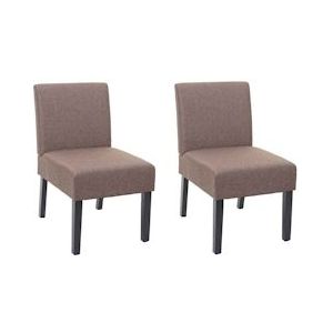 Mendler Set van 2 eetkamerstoel HWC-F61, stoel loungestoel, stof/textiel ~ bruin - bruin Textiel 70176