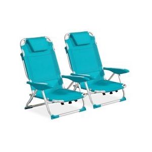Oviala Business Set van 2 blauwe polyester strandstoelen - blauw 104979