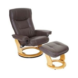 Robas Lund MCA Relax fauteuil Hamilton, TV fauteuil kruk, echt leer 130kg belastbaar ~ bruin, naturel bruin - bruin Leer 56051