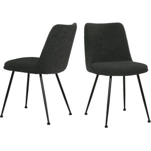 SIT Möbel set van 2 stoelen | bekleding bouclé stof | metalen frame | B 58,5 x D 46 x H 83 cm | zwart - zwart - zwart Multi-materiaal 04779-11