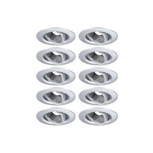 Paulmann Inbouwlamp pak van 10 zwenkbaar  rond 90mm 30° GU10 max. 10x10W  230V dimbaar  Chroom mat 92116 - zilver 92116