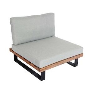 Mendler Loungestoel HWC-H54, tuinstoel, gesponnen polyaciahout MVG-gecertificeerd aluminium ~ lichtbruin, bekleding lichtgrijs - grijs Hout 98521+101469