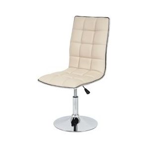 Mendler Set van 2 eetkamerstoelen HWC-C41, stoel keukenstoel, in hoogte verstelbaar draaibaar, kunstleer ~ crème - beige Synthetisch materiaal 36835