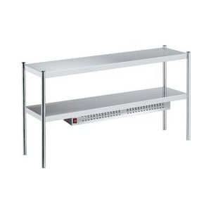 Metalen werkbankrek 2 planken, 1 met warmhoudlamp - 1700x350x700 mm - 1200 W 230/1V - 1501030P Eurast - grijs Roestvrij staal 1501030P