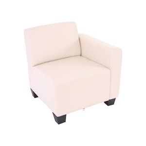 Mendler Modulair zijpaneel rechts, fauteuil met armleuning Lyon, kunstleer ~ crème - beige Synthetisch materiaal 21694