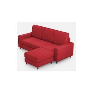 Sakar 3-zitsbank (drie zitplaatsen 60cm) + poef buitenafmetingen L.208 P.155 kleur rood - VECOMSAKAR180-D10