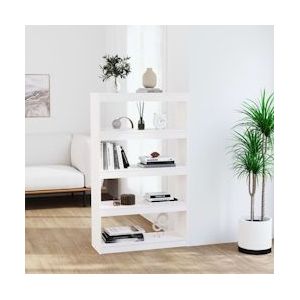 vidaXL Boekenkast roomdivider wit 80x30x135,5 cm massief grenen hout - 808194