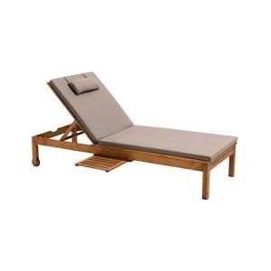 Oviala Business Ligstoel met kussen en plank in taupe hout - grijs Massief hout 108817