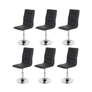 Mendler Set van 6 eetkamerstoelen HWC-C41, stoel keukenstoel, in hoogte verstelbaar draaibaar, kunstleer ~ grijs - grijs Synthetisch materiaal 48124+48124+48124