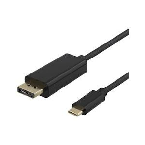 Deltaco USB-C to DisplayPort Cable, 1m, 4K, 3D, bulk - Black - 7333048045607