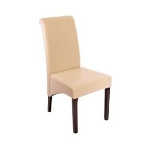 Mendler Set van 2 eetkamerstoelen Keukenstoel Stoel M37 ~ Leer, crème, donkere poten - beige Leer 20073