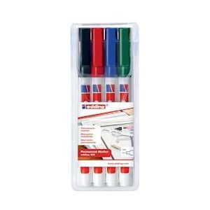 Edding permanent marker 400, etui van 4 stuks in geassorteerde kleuren - 4-400-4