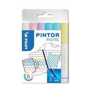 Pilot Pintor Pastel marker, fijn, blister van 6 stuks in geassorteerde kleuren - 3131910517467