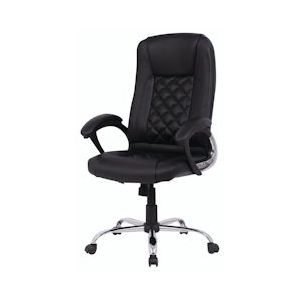 SIGMA bureaustoel EC701, 72.5 x 70 x 114 cm, leder/ chroom/ PP, verstelbare zithoogte, vaste armleuningen, zwart. - zwart Leer 264961