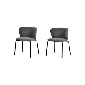 Break Stapelbare stoel gestoffeerd - Donkergrijs - SET VAN 2 - grijs Metaal 6096735284208