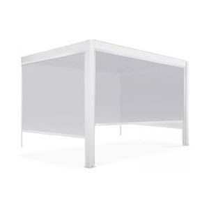 Oviala Business Witte aangebouwde bioklimatologische pergola 3x4m en 3 luifels - wit Aluminium 109352