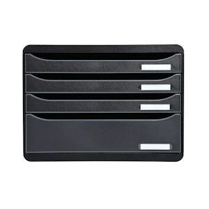 Exacompta 315714D 1x BIG-BOX PLUS HORIZON ladenbox met 4 laden, Ecoblack, zwart - zwart Synthetisch materiaal 315714D