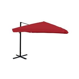 Mendler Zweefparasol HWC-A96, parasol catering 3x3m (Ø4.24m) polyester/aluminium 23kg ~ Flap, bordeaux zonder voet - rood Textiel 134191