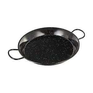 Vaello La Valenciana Geëmailleerde stalen inductie paella pan, 30 cm, zwart en onderhouden, met 2 handvatten