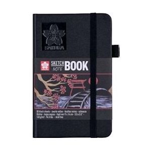 Sakura schetsboek, 80 vel, 140 g/m², ft 9 x 14 cm, zwart papier - blauw Papier 8712079448547