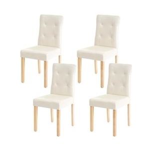 Mendler Set van 4 eetkamerstoelen HWC-E58, stoel eetkamerstoelen ~ kunstleer crème, lichte poten - beige Synthetisch materiaal 67992