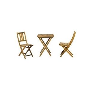 Möbilia zitgroep 3-delig in acacia | 2 stoelen, 1 tafel | opvouwbaar | naturel - beige Massief hout 31020010