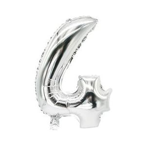 PAPSTAR, Folie ballon 35 cm x 20 cm zilver "4" - zilver Kunststof 4002911569351