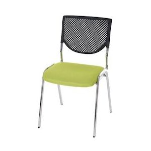 Mendler Bezoekersstoel T401, conferentiestoel stapelbaar, stof/textiel ~ zitting groen, poten chroom - groen Weefsel 74878