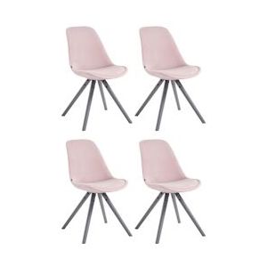 CLP Set van 4 Stoelen Toulouse Rond frame - Fluweel roze - 320454