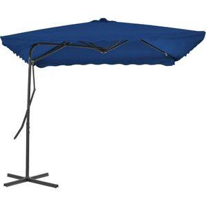 vidaXL Parasol met stalen paal 250x250x230 cm blauw - blauw 312517