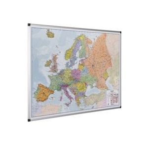 Bi-Office Landkaart Van Europa Met Aluminium Omlijsting, 1200 x900 mm - meerkleurig Staal MAP0100402