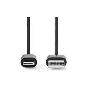 Nedis Lightning Kabel - USB 2.0 - Apple Lightning 8-Pins - USB-A Male - 480 Mbps - Vernikkeld - 2.00 m - Rond - PVC - Zwart - Label - 5412810421008