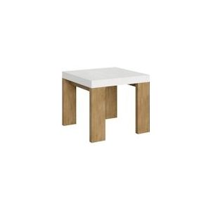 Itamoby Uitschuifbare tafel 90x90/246 cm Roxell Mix Wit essenblad Poten van naturel eiken - 8050598045589