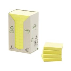 Post-it Recycled notes, 100 vel, ft 38 x 51 mm, geel, pak van 24 blokken - 4054596723016