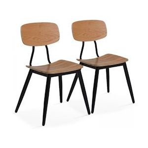 Oviala Business Set van 2 houten stoelen - bruin Massief hout 108109