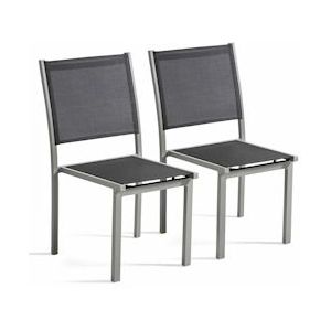 Oviala Business Set van 2 aluminium en grijs textilene tuinstoelen - grijs Aluminium 107148