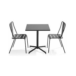 Oviala Business Klaptafel en 2 grijze stoelen - Oviala - grijs Staal 109464