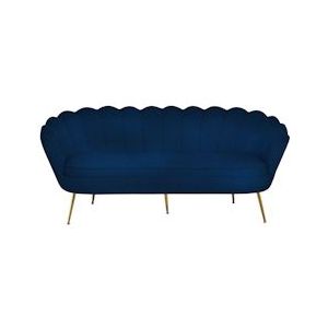 SalesFever Shell Sofa | 3-zits | hoes fluweelstof | frame metaal goudkleurig | B 180 x D 54 x H 78 cm | donkerblauw - Multi-materiaal 371855