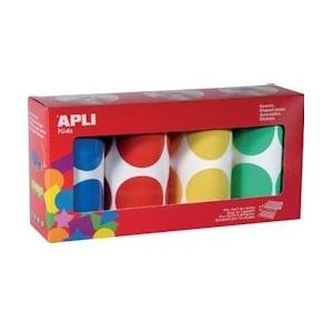Apli Kids stickers XL cirkels, diameter 45 mm, doos met 4 rollen in 4 kleuren - blauw Papier 8410782176343