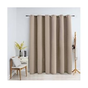 vidaXL-Gordijn-verduisterend-met-metalen-ringen-290x245-cm-beige