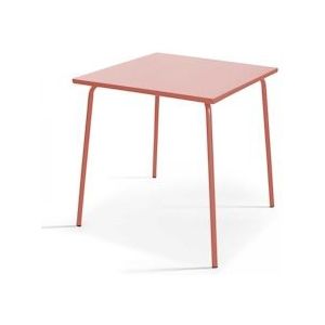 Oviala Business Vierkante tuintafel in klei metaal 70cm - Oviala - roze Staal 108413
