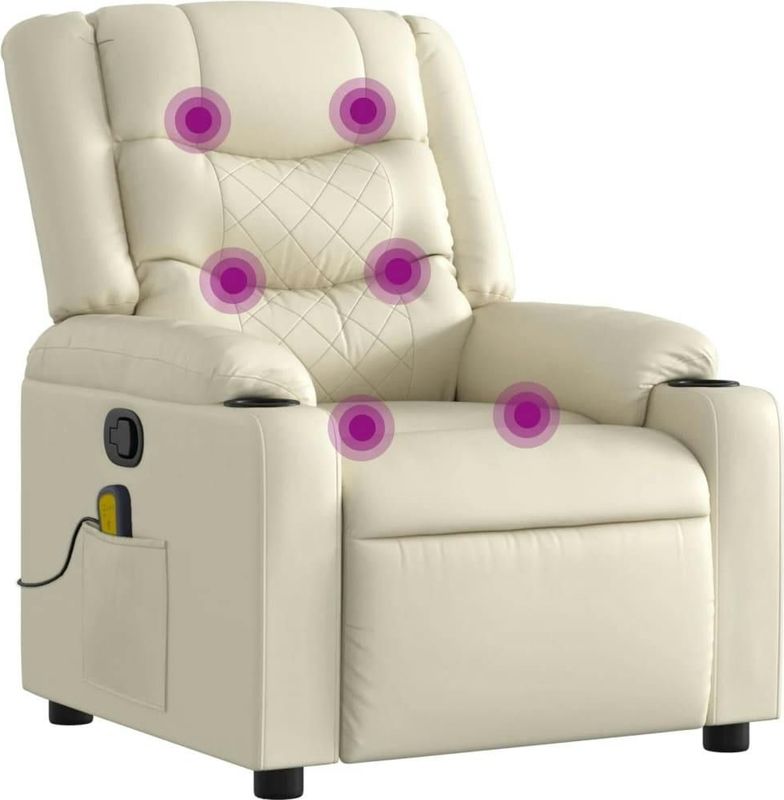 vidaXL Massagestoel verstelbaar kunstleer crème - 374124