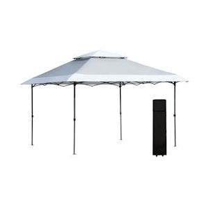 Outsunny Canopy Gazebo Pop-up Tent Gazebo Tas Op Wieltjes Oxford-stof 3,5 M X 3,5 M Lichtgrijs+wit - 8700000292352
