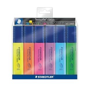 Staedtler Markeerstift Textsurfer Classic etui van 6 stuks: geel, oranje, roze, paars, blauw en groen - 4007817321041