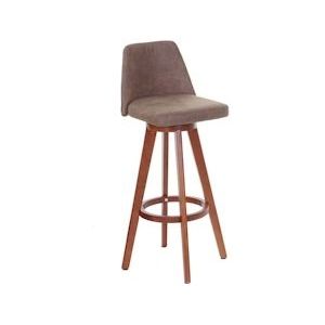 Mendler Barkruk HWC-C43, barkruk counter stool, hout textiel draaibaar ~ vintage bruin, lichte poten - bruin Massief hout 61285